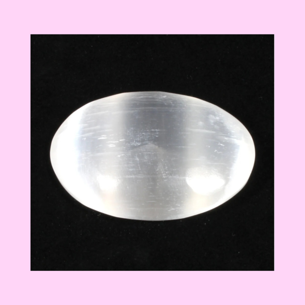 selenite palm stone