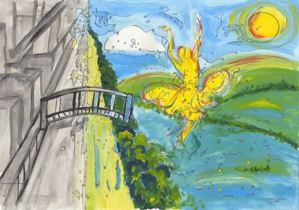 Crossing The Bridge Painting