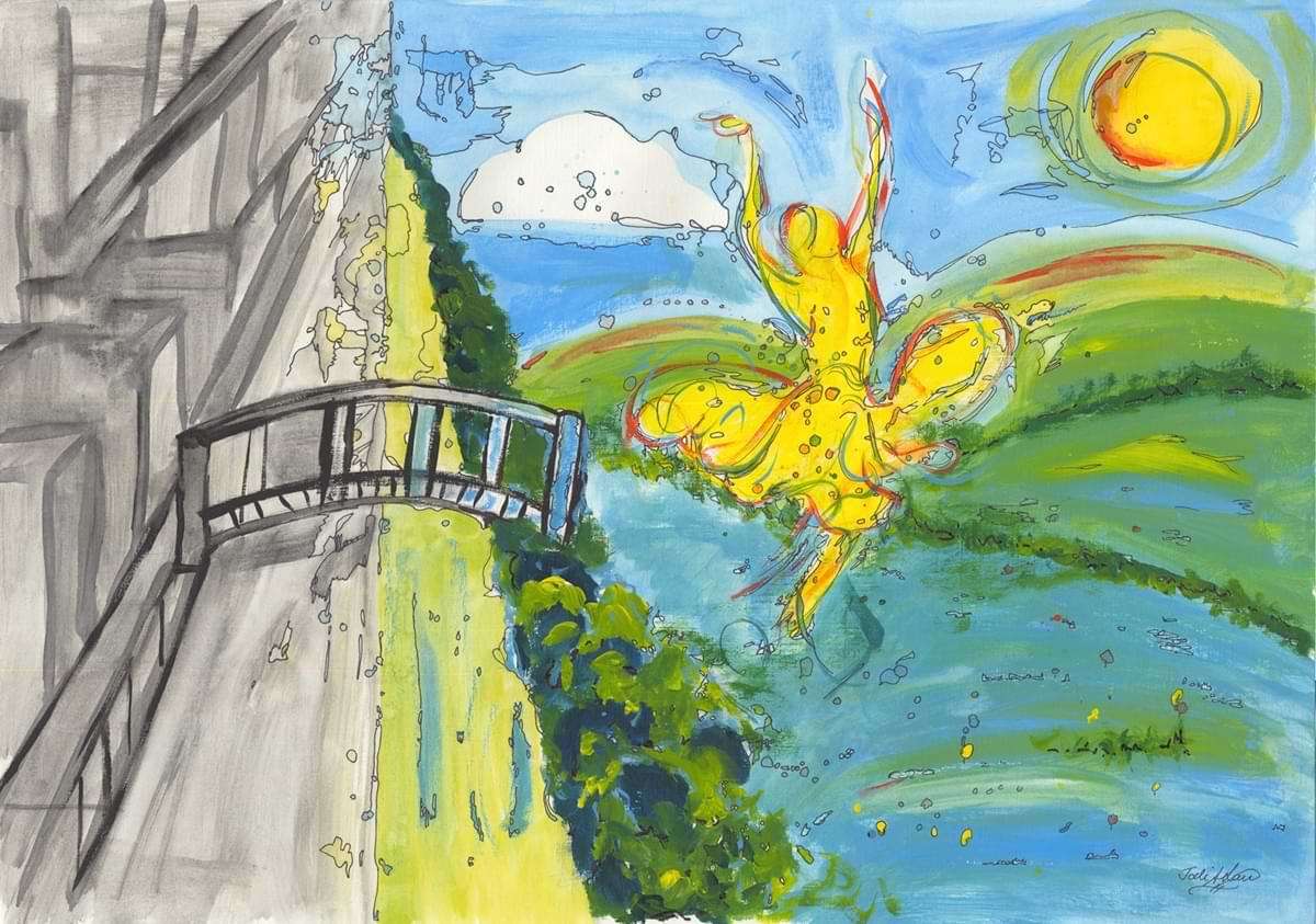 Crossing The Bridge Painting
