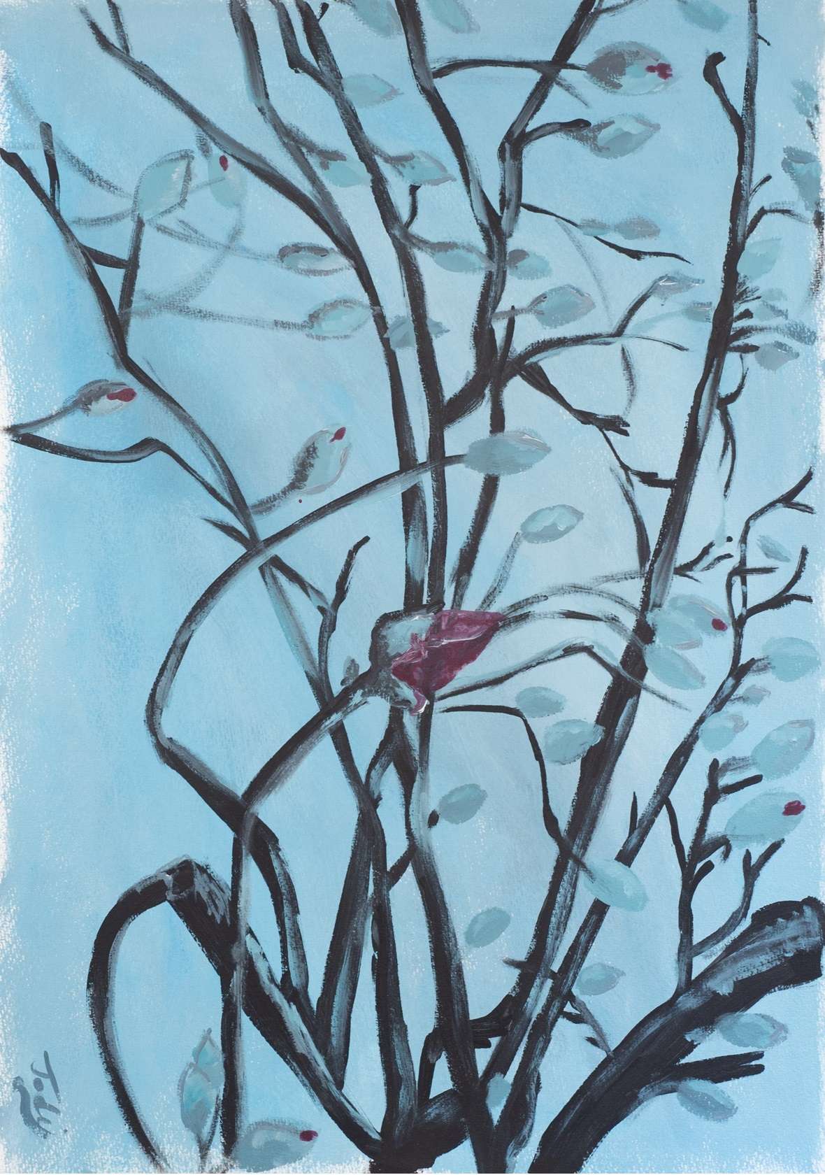 Magnolia in Early Spring Painting