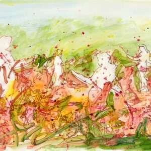 acrylic painting skinny dipping in the autumn leaves