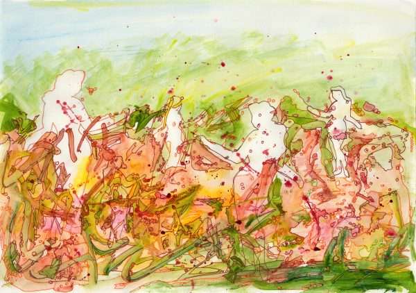 acrylic painting skinny dipping in the autumn leaves